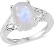 💍 925 sterling silver oval rainbow moonstone solitaire ring: crystal jewelry for women, ideal gifts for her - shop lc logo