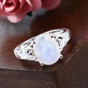 img 3 attached to 💍 925 Sterling Silver Oval Rainbow Moonstone Solitaire Ring: Crystal Jewelry for Women, Ideal Gifts for Her - Shop LC