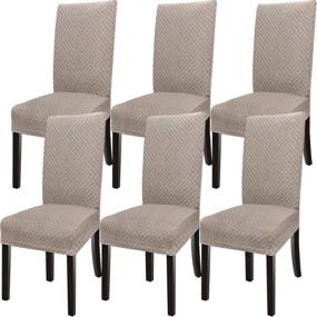 img 4 attached to 🪑 NORTHERN BROTHERS Dining Room Chair Covers: Set of 6, Waterproof & Washable Stretch Fit Spandex Slip Covers for Kitchen Table Parsons Chairs - Khaki