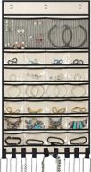 📌 kimbora wall jewelry organizer: beige hanging holder with mesh pockets, loops, and hooks for earrings, necklaces, bracelets, and rings логотип