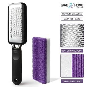 img 3 attached to 🦶 SWEHOME Professional Feet Care Pedicure Kit | Scrubber Foot File + 2-in-1 Pumice Stone | Callus Remover for Rough, Dead Skin Removal | Daily Feet Care