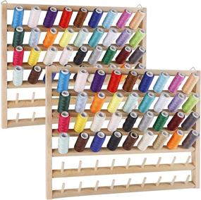 img 4 attached to 🧵 Organize Your Thread Collection: SAND MINE 2-Pack 54-Spool Wall-Mounted Thread Rack - Perfect for Sewing, Embroidery, and Jewelry