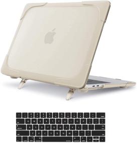 img 4 attached to 💼 MOSISO MacBook Pro 13 inch Case 2019 2018 2017 2016 Release A2159 A1989 A1706 A1708, Durable Plastic Hard Shell Case with Built-in Stand & Keyboard Cover Skin, Khaki