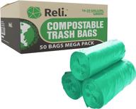 🌿 reli compostable trash bags, 16-25 gallon, 50 count, astm d6400 certified, green, eco-friendly, compostable garbage bags (16-20-25 gal) logo