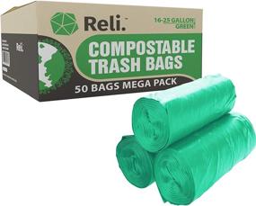 img 4 attached to 🌿 Reli Compostable Trash Bags, 16-25 Gallon, 50 Count, ASTM D6400 Certified, Green, Eco-Friendly, Compostable Garbage Bags (16-20-25 Gal)