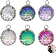 🧜 colorful resin pendants with mermaid fish scale design - 24 pcs set for diy jewelry making and crafting logo