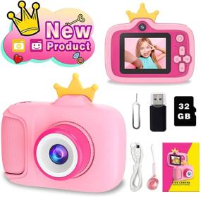 img 4 attached to 📷 Ziegoal Upgrade Selfie Camera for Girls, Pink Portable Toys for Kids, 1080P Digital Camera Recorder with 32GB SD Card - Perfect Princess Birthday Gift for 3-12 Year Old Girls