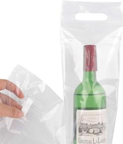 img 4 attached to Convenient 50 Pack Wine To Go Bag for Restaurant, Bar 🍷 & Travel - Sturdy Handle, Tamper Proof Seal - Clear Plastic Bags