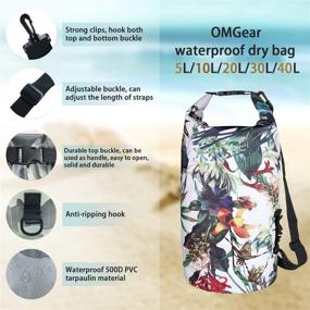 img 2 attached to 🌊 OMGear Waterproof Dry Bag Backpack with Floating Phone Pouch - Ideal for Kayaking, Boating, Sailing, Canoeing, Rafting, Hiking, Camping, and Outdoor Activities - Available in 40L/30L/20L/10L/5L Sizes