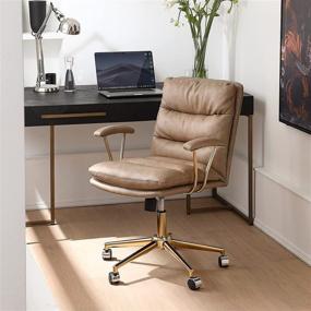 img 3 attached to 🪑 LEAGOO Double-Layer PU Padded Mid Back Office Desk Chair: Ergonomic Executive Chair with Adjustable Recline, Upholstered Armrests, and Swivel Feature (Khaki)