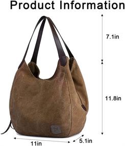 img 3 attached to 👜 Стильная, универсальная и функциональная: сумка-сумка PHABULS с множеством карманов на плечо в классическом сером цвете для женщин - идеально подходит для переноски необходимых вещей.