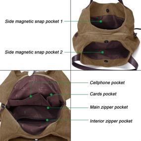 img 1 attached to 👜 Стильная, универсальная и функциональная: сумка-сумка PHABULS с множеством карманов на плечо в классическом сером цвете для женщин - идеально подходит для переноски необходимых вещей.