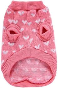 img 3 attached to 🐾 Vintage Plaid Puppy Dog Cat Sweater: Pink Love Heart Knitted Sweater for Small Pets - Breathable & Keep Warm in Winter