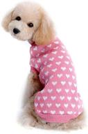 🐾 vintage plaid puppy dog cat sweater: pink love heart knitted sweater for small pets - breathable & keep warm in winter logo