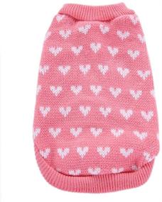 img 2 attached to 🐾 Vintage Plaid Puppy Dog Cat Sweater: Pink Love Heart Knitted Sweater for Small Pets - Breathable & Keep Warm in Winter