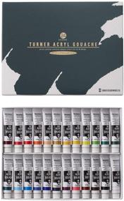 img 4 attached to 🎨 Vibrant Turner Acrylic Gouache 24 Colors Set - Perfect for Schools and Art Enthusiasts (Japan Import) by Turner Color