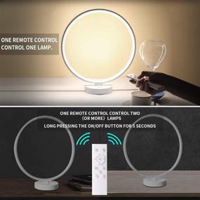 img 1 attached to 🔦 OMaggie Modern Bedside Lamp - Dimmable Nightstand Lamp with 7 Vibrant RGB Colors, Remote Control, and Night Light for Kids Bedrooms, Living Rooms - Circle Desk Lamp