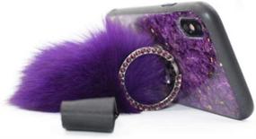 img 2 attached to 💜 Aulzaju iPhone 12 Pro Max Metal Kickstand Marble Case with Ring Holder - Luxury Bling Diamond Bumper Cover for Women Girls with Reinforced Drop Protection - Purple