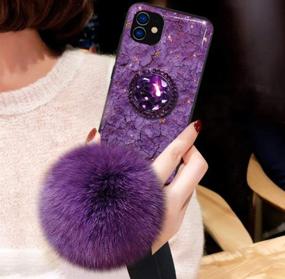 img 3 attached to 💜 Aulzaju iPhone 12 Pro Max Metal Kickstand Marble Case with Ring Holder - Luxury Bling Diamond Bumper Cover for Women Girls with Reinforced Drop Protection - Purple