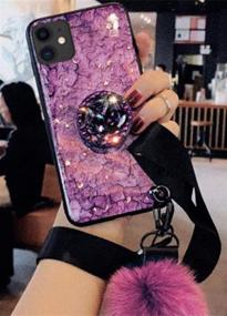 img 1 attached to 💜 Aulzaju iPhone 12 Pro Max Metal Kickstand Marble Case with Ring Holder - Luxury Bling Diamond Bumper Cover for Women Girls with Reinforced Drop Protection - Purple