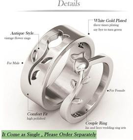 img 3 attached to Exquisite Vintage Flower Promise Rings for Couples by EVBEA Wedding Bands