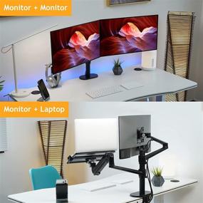 img 3 attached to 🖥️ SupeDesk Monitor Stand: Height & Angle Adjustable Gas Spring Arm for 17-32" Monitors & 12-17" Notebooks/MacBooks - Max Load 19.8lbs, Aluminum Alloy Design (3L Prob)