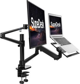 img 4 attached to 🖥️ SupeDesk Monitor Stand: Height & Angle Adjustable Gas Spring Arm for 17-32" Monitors & 12-17" Notebooks/MacBooks - Max Load 19.8lbs, Aluminum Alloy Design (3L Prob)