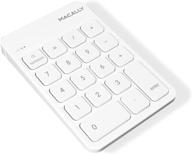 🔢 macally wireless bluetooth numeric keypad for macbook, imac, windows pc, tablet - rechargeable 18 key bluetooth number pad in white logo