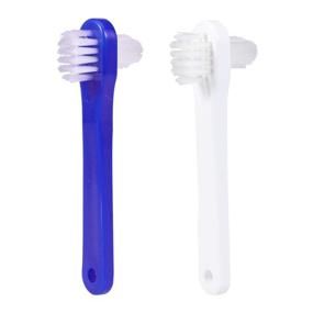 img 4 attached to 🦷 HEALIFTY 2Pcs Dual Head Toothbrushes - T-Shape Denture Dedicated Toothbrush Tool (White + Blue)