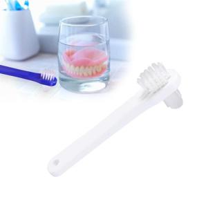 img 3 attached to 🦷 HEALIFTY 2Pcs Dual Head Toothbrushes - T-Shape Denture Dedicated Toothbrush Tool (White + Blue)