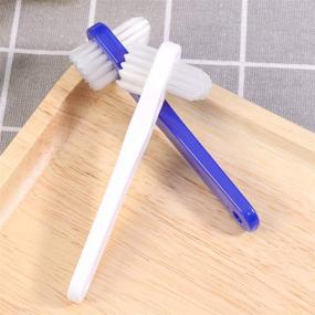 img 1 attached to 🦷 HEALIFTY 2Pcs Dual Head Toothbrushes - T-Shape Denture Dedicated Toothbrush Tool (White + Blue)