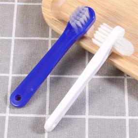 img 2 attached to 🦷 HEALIFTY 2Pcs Dual Head Toothbrushes - T-Shape Denture Dedicated Toothbrush Tool (White + Blue)