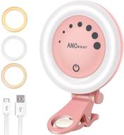ancwear selfie ring light for phone, iphone, laptop - mini clip on portable light for photography, makeup, youtube, tiktok - 21 light modes, 60 led beads - rechargeable battery powered (500mah) logo