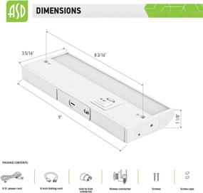 img 2 attached to Подсветка для кухонного шкафа ASD LED, 9 дюймов, диммируемая, на проводе/с возможностью подключения к розетке, с 3 вариантами цветовой температуры - 2700K, 3000K, 4000K, связывающиеся светильники для кухни, 3 Вт, сертификат ETL и Энергетическая звезда, белое покрытие