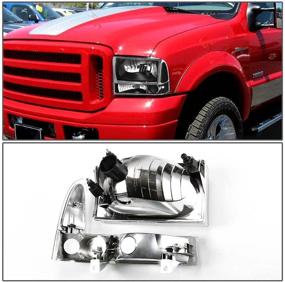 img 1 attached to 🚗 Black Housing Headlights Replacement For 1999-2004 F250 F350 F450 F550 SD - DNA Motoring HL-OH-F99SD4P-BK-CL1