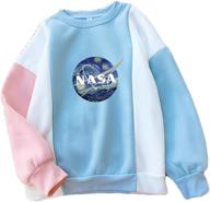 nasa print color block fresh pullover sweatshirt by coriresha logo