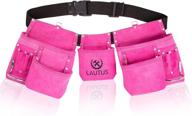 lautus pink tool belt/pouch/bag: versatile gear for carpenter, construction workers, framers, electricians - 11 pockets, 2 steel hammer holders logo