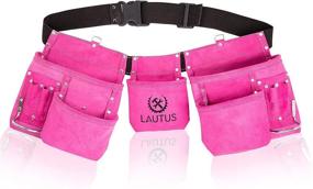 img 4 attached to Lautus Pink Tool Belt/Pouch/Bag: Versatile Gear for Carpenter, Construction Workers, Framers, Electricians - 11 Pockets, 2 Steel Hammer Holders