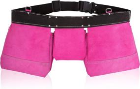 img 1 attached to Lautus Pink Tool Belt/Pouch/Bag: Versatile Gear for Carpenter, Construction Workers, Framers, Electricians - 11 Pockets, 2 Steel Hammer Holders