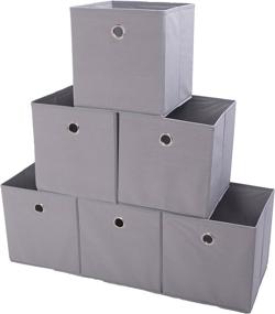 img 4 attached to 📦 Foldable Cube Organizer Fabric Drawer Set of 6 Gray - Amelitory Storage Bins