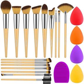 img 4 attached to 💄 InnoGear Makeup Brushes Set: 16 Synthetic Brushes with 4 Sponges and Brush Cleaner - Professional Foundation, Blusher, Powders, Concealer, Eye Shadow, Lip Brushes