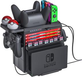 img 4 attached to 🎮 Skywin Док-станция для зарядки контроллеров Nintendo Switch: идеальное решение для зарядки, дисплея и организации - подходит для Joy-Con, Pro Controllers, Grips, Poke Balls, Game Boxes, Game Cards и Switch Dock.