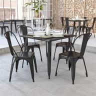 🪑 flash furniture commercial grade 35.5" square black metal indoor-outdoor table - durable & versatile logo