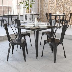 img 4 attached to 🪑 Flash Furniture Commercial Grade 35.5" Square Black Metal Indoor-Outdoor Table - Durable & Versatile