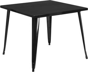 img 3 attached to 🪑 Flash Furniture Commercial Grade 35.5" Square Black Metal Indoor-Outdoor Table - Durable & Versatile