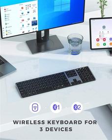 img 3 attached to 🖥️ seenda Ультратонкая Перезаряжаемая Беспроводная Клавиатура - Многоустройственная Bluetooth Клавиатура для Mac OS и Windows: Совместима с MacBook Pro/Air, iPad, iPhone, Windows 7/8/10, Ноутбуком, Планшетом - Черный Серый