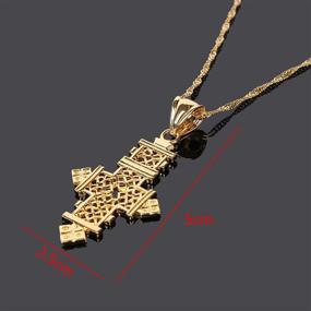 img 2 attached to ✨ Stunning Gold Plated Filled Ethiopian Cross Pendant Necklaces Chain