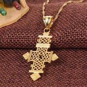 img 1 attached to ✨ Stunning Gold Plated Filled Ethiopian Cross Pendant Necklaces Chain