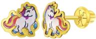 yellow multicolor rainbow unicorn earrings logo