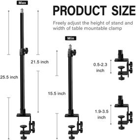 img 3 attached to 📷 Obeamiu 2 упаковки С креплением на стол световая подставка: регулируемый держатель для камеры DSLR, кольцевой лампы, видеомонитора и микрофона.